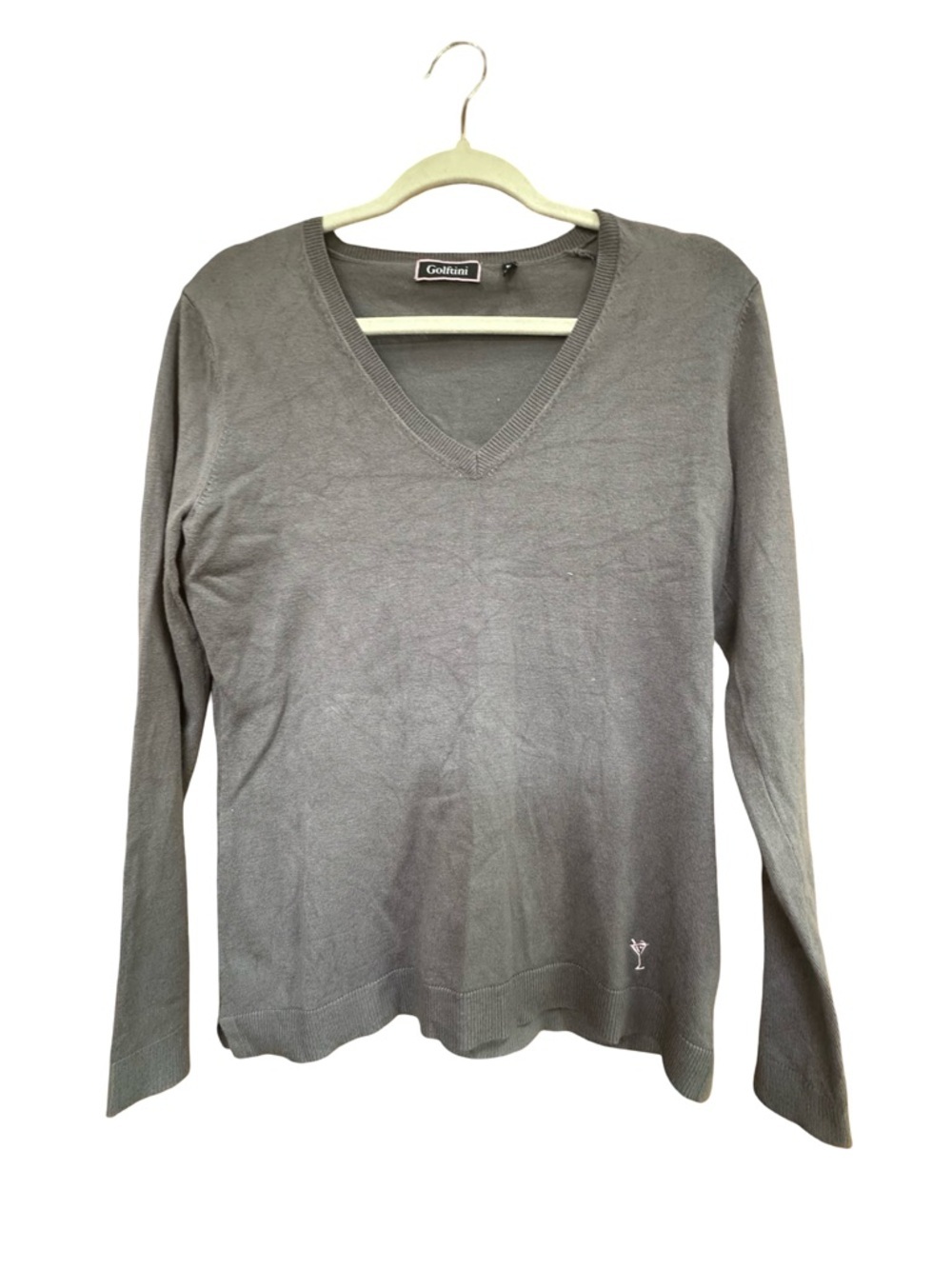 Golftini V-Neck Long Sleeve Sweater - Gray size M